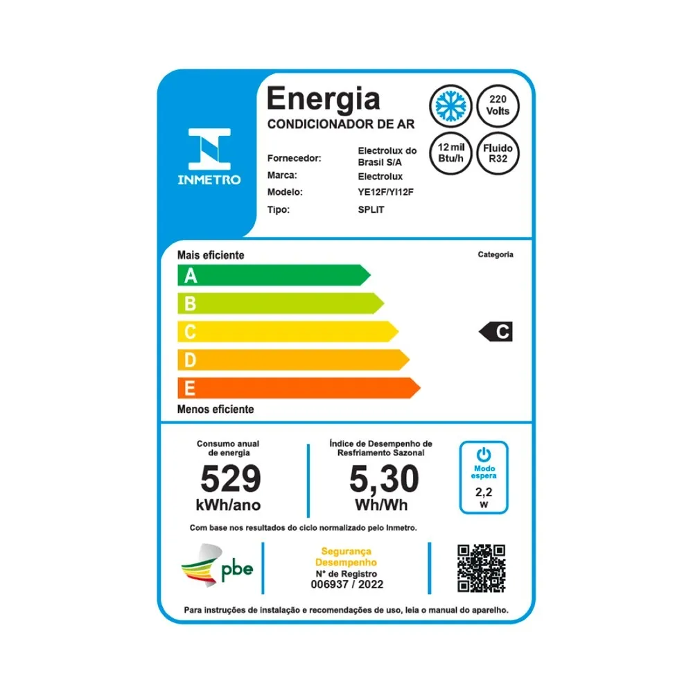 Ar-Condicionado Split Electrolux 12.000 BTUs Color Adapt Frio com Wi-fi (YI12F/YE12F)