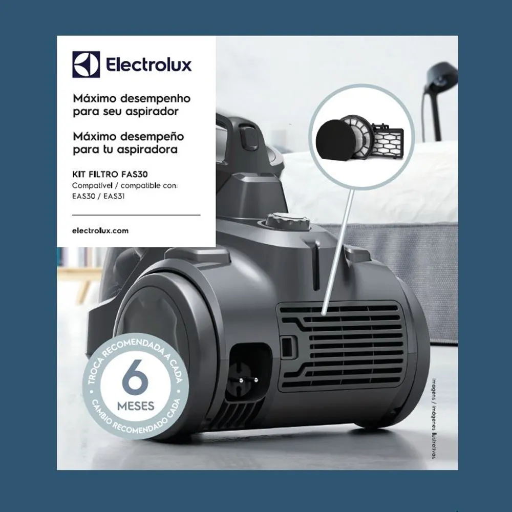 3 Kits com 3 Filtros ORIGINAIS para Aspirador de pó EAS30 e EAS31 (FAS30) Electrolux