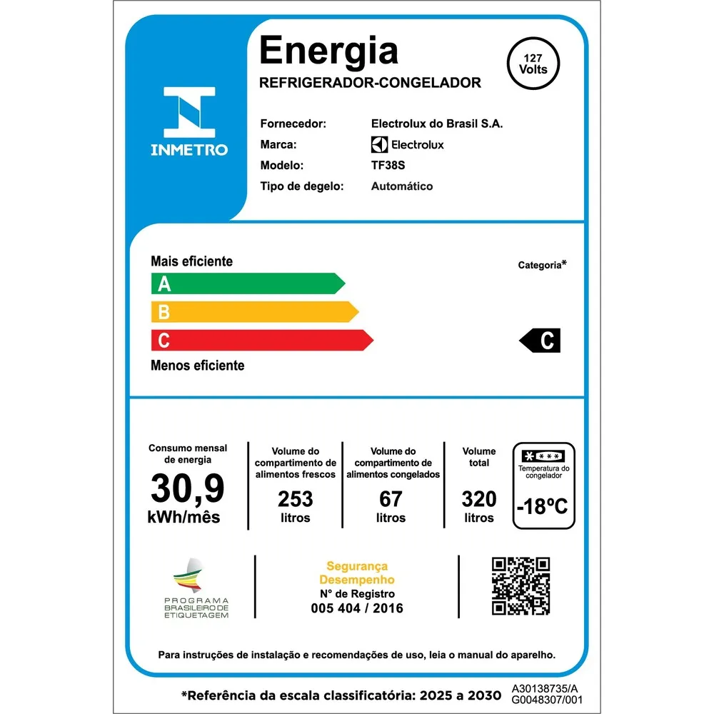 Geladeira Electrolux Frost Free 320L Duplex Inox Look (TF38S)
