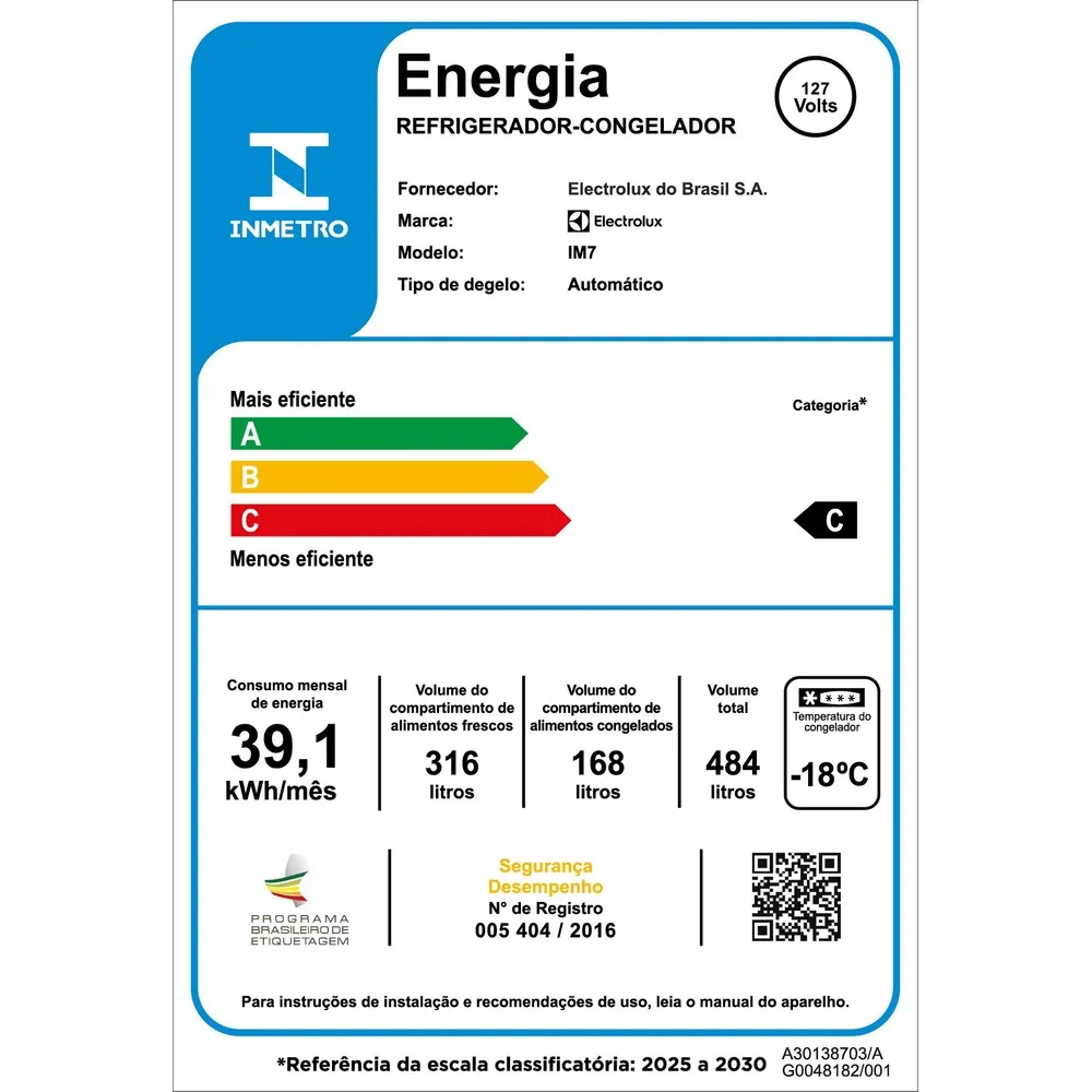 Geladeira Electrolux Frost Free Inverter 484L Efficient AutoSense 3 Portas Branca (IM7)