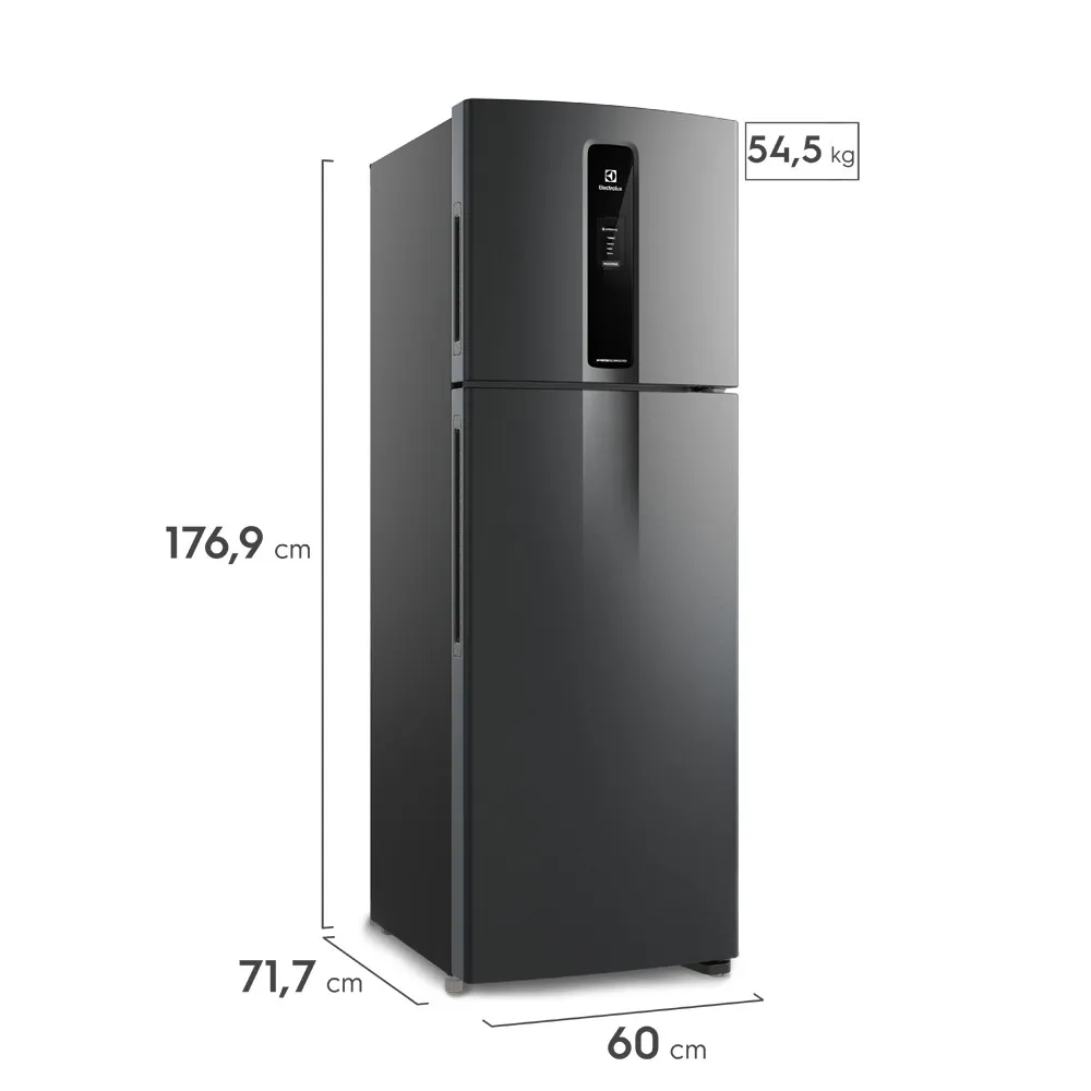 Geladeira Electrolux Frost Free Inverter 390L Efficient AutoSense Duplex Black Inox Look (IF43B)