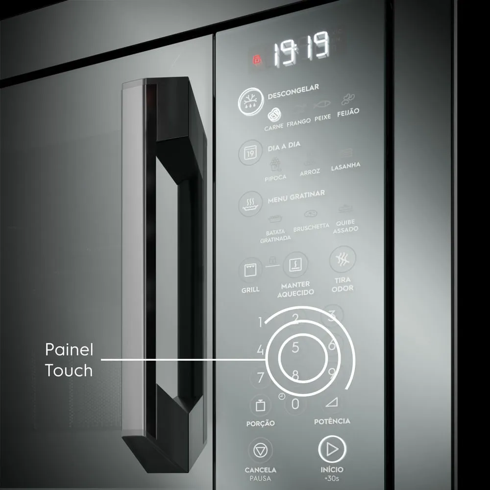 Micro-ondas de Embutir Electrolux 34L Inox Espelhado Home Pro com Grill e Função Tira Odor (ME3HP)