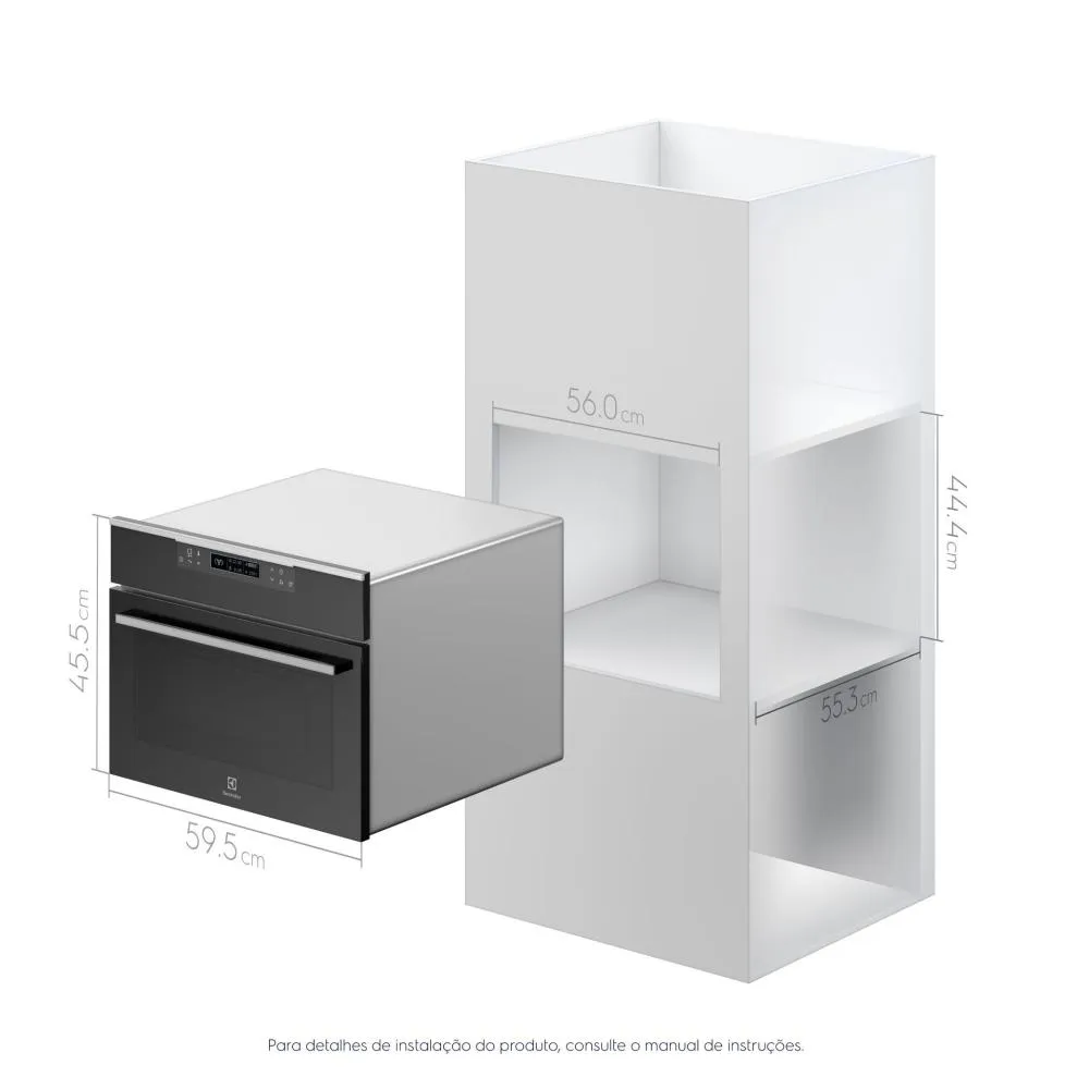 Torre de Cocção com Forno de Embutir Multifuncional 43L com Micro-ondas + Forno de Embutir 72L Elétrico a Vapor Electrolux (ME4EP)+(OE8ES)