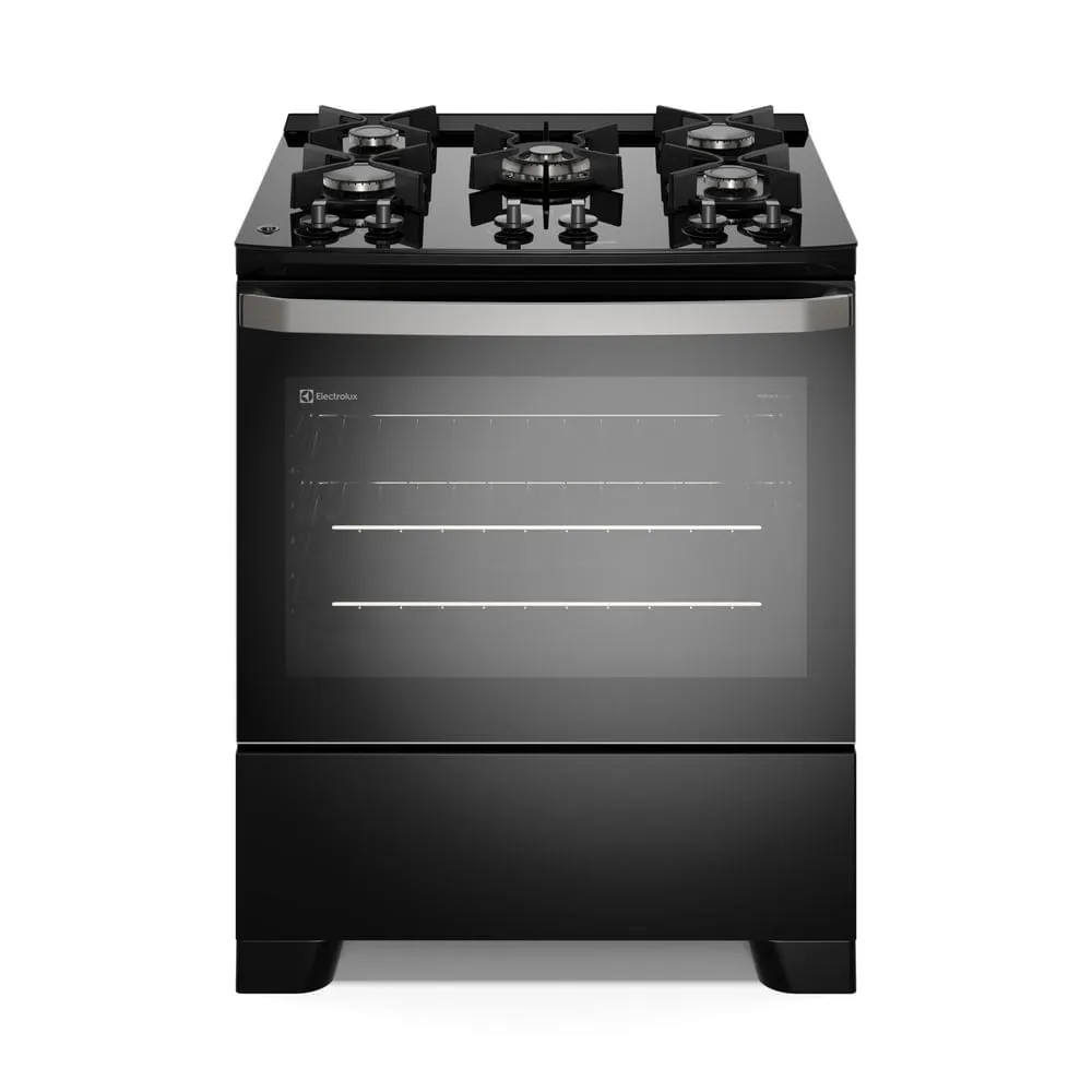 Fogão 5 bocas Electrolux Preto Efficient Mesa de Vidro, PerfectCook e Grades de Ferro (FE5GB)