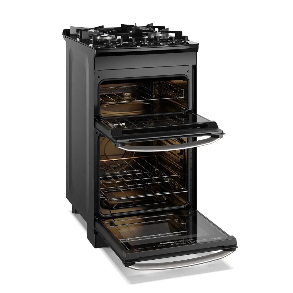 Fogão 4 bocas Electrolux Preto Experience Mesa vidro, 2 Fornos e Tripla Chama (FE4DP)