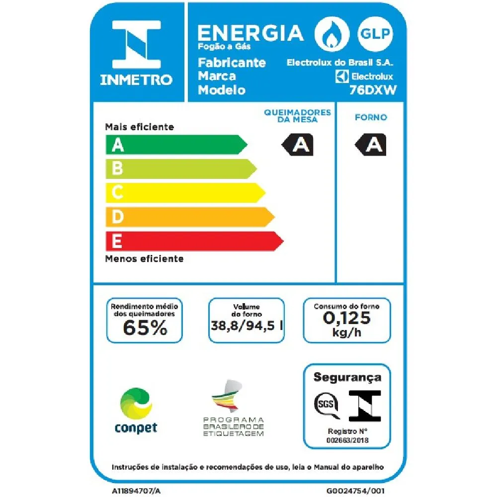 Fogão 5 Bocas Electrolux Prata com Mesa de Vidro e Forno Duplo (76DXW)