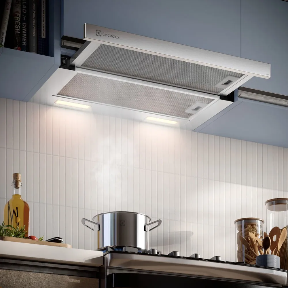 Depurador de Ar Electrolux 60cm Retrátil Inox Efficient com Luz de Led (DE6RS)