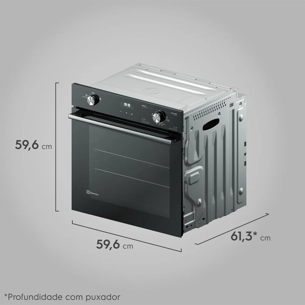 Forno de Embutir Electrolux a Gás 80L Efficient com PerfectCook360 Preto (OE8GH)