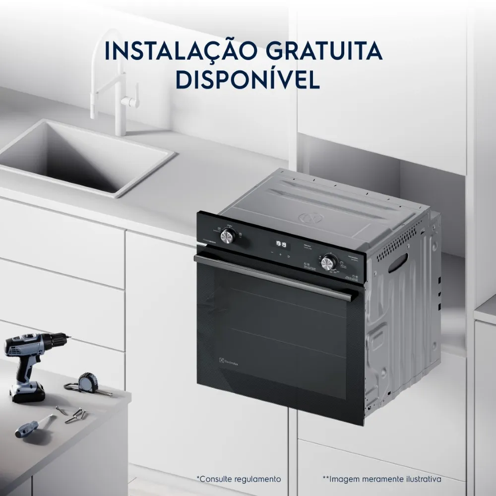 Forno de Embutir a Gás Electrolux 80L Efficient com PerfectCook (OE8GL)