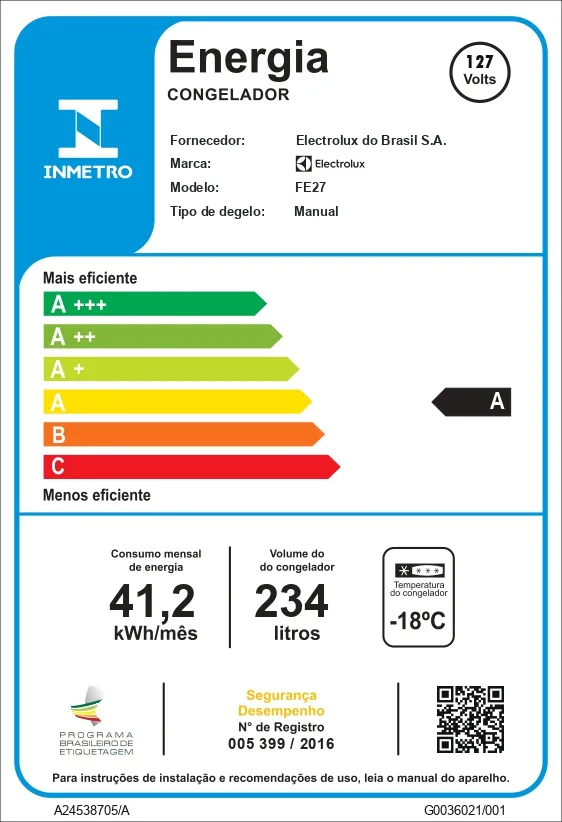Freezer Vertical Electrolux Cycle Defrost 234L Uma Porta (FE27)