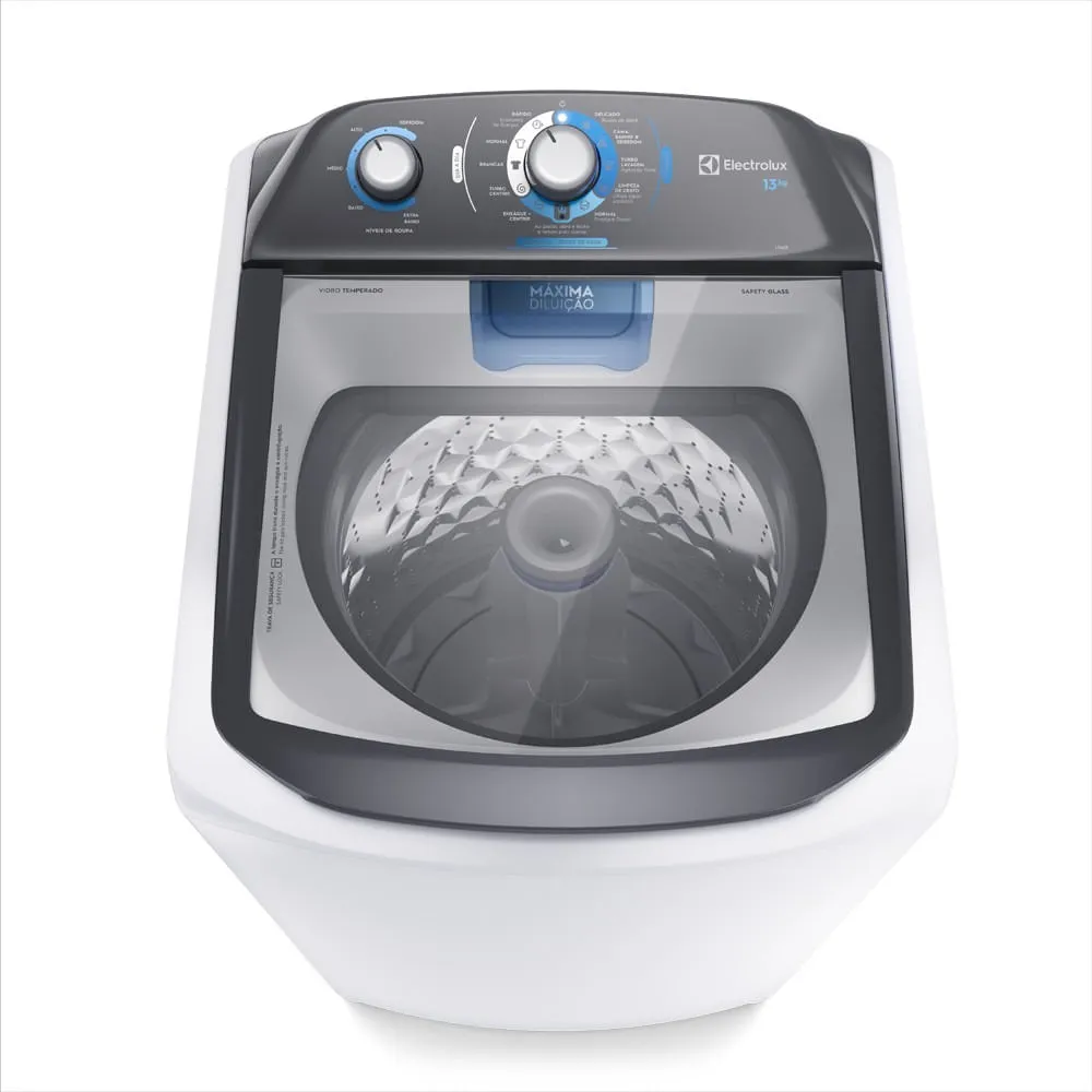 Máquina de Lavar Electrolux 13kg Branca Efficient Duplo Dispenser, Cesto Inox e Máxima Diluição (LDA13)