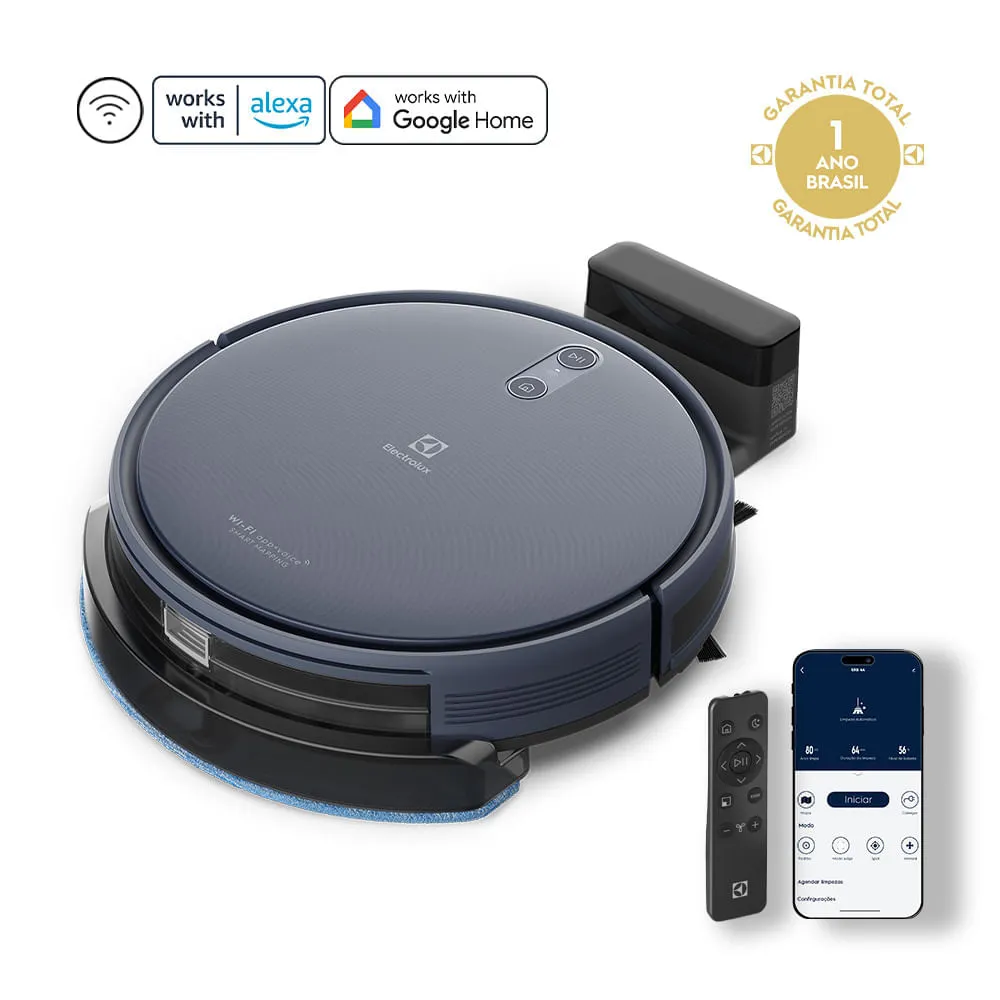 Robô Aspirador Electrolux 4 em 1 Wi-Fi Experience até 2h Azul (ERB44)