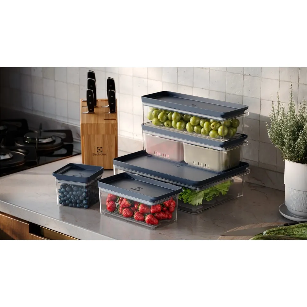 Kit Organizadores de Geladeira Electrolux Experience 3 Un Empilhável Modular com Escorredor