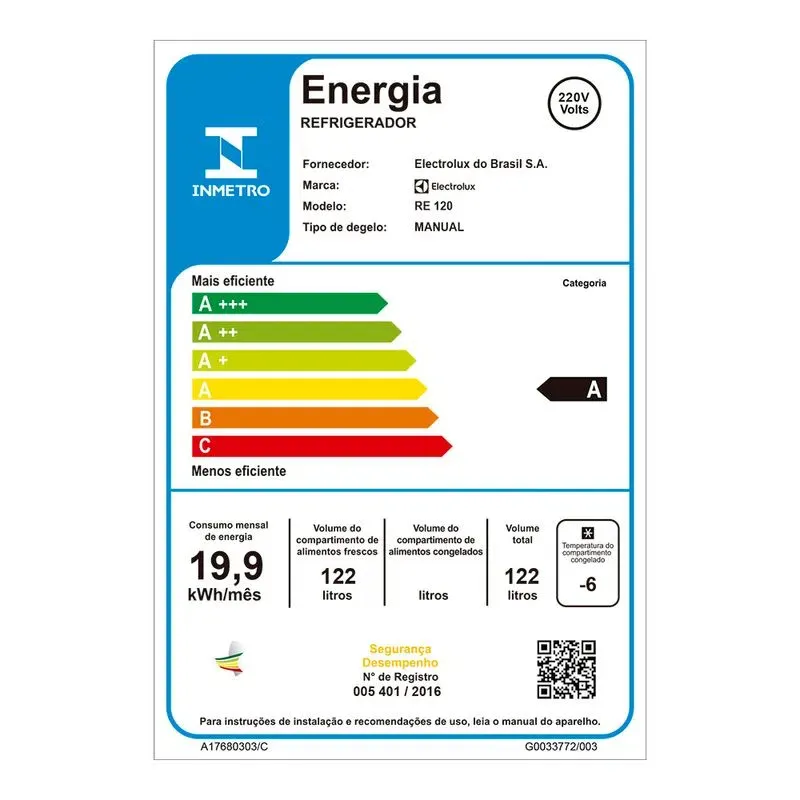 Frigobar Electrolux 122L com Porta Latas Uma Porta Branco (RE120)