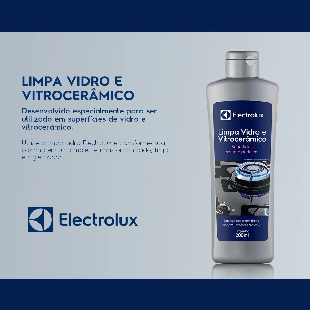 Kit Limpa Vidro e Vitrocerâmico de Indução Electrolux Remove Manchas e Gorduras 3 unidades